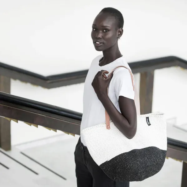 Kiondo Shopper Basket -Black and White Duo - Medium